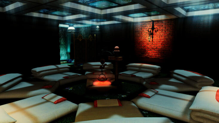 The downstairs is a quiet area to get cozy and nap